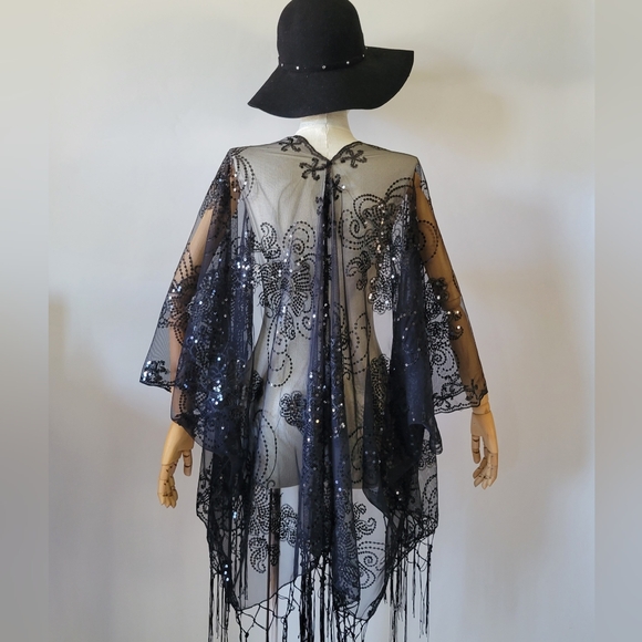Black sequin kimono top - Picture 2 of 4